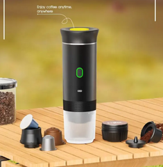 Hordozható eszpresszógép – őrölt kávéval, Nespresso és Dolce Gusto kapszulákkal is használható, forró és hideg vízzel egyaránt működik, USB-C töltéssel