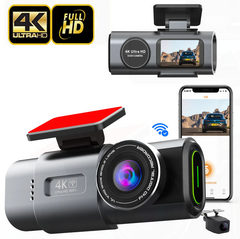 Autó DVR kamera, ultrakompakt fedélzeti kamera, FULL HD 4K, 2160P, ciklikus felvétel, éjszakai látás, G-érzékelő, hangutasítások, 170°-os felvételi szög, tolatókamera a csomagban.