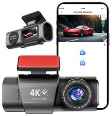 Autó DVR kamera, ultrakompakt fedélzeti kamera, FULL HD 4K, 2160P, ciklikus felvétel, éjszakai látás, G-érzékelő, hangutasítások, 170°-os felvételi szög, tolatókamera a csomagban.